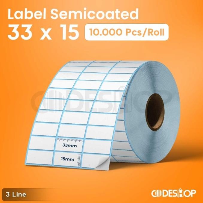 

Sale Label Barcode 33 X 15 (3 Line) Kertas Sticker Label Semicoated 33X15