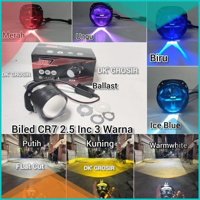Projector Biled CR7 2.5 inc 3 COLOUR / 3 Warna jauh dekat Plus Devil
