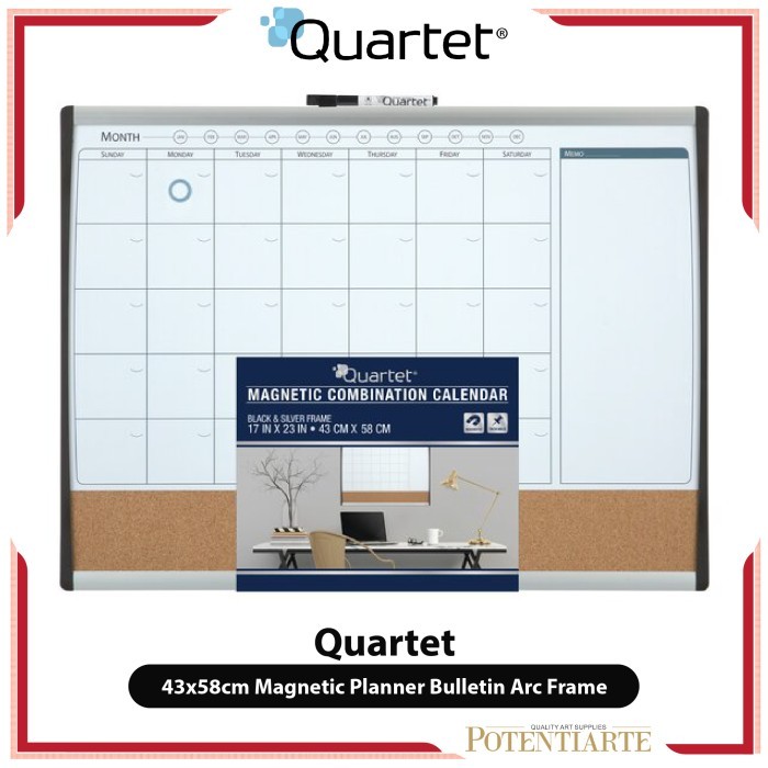 

BEBAS ONGKIR - Papan Tulis Tempel Quartet 43x58cm Magnetic Planner Bulletin Arc Frame