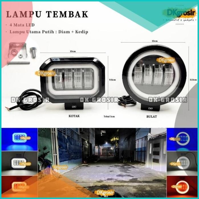Lampu Tembak sorot 4mata LED- Lampu Tembak Daymaker 4 mata kotak bulat