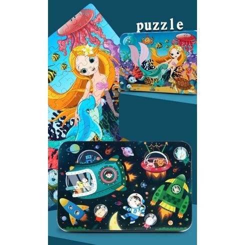[Khusus Batam] Mainan Puzzle Jigsaw Kaleng 100 Pcs, 100 Pcs Wooden Jigsaw Puzzle Tin. [G]