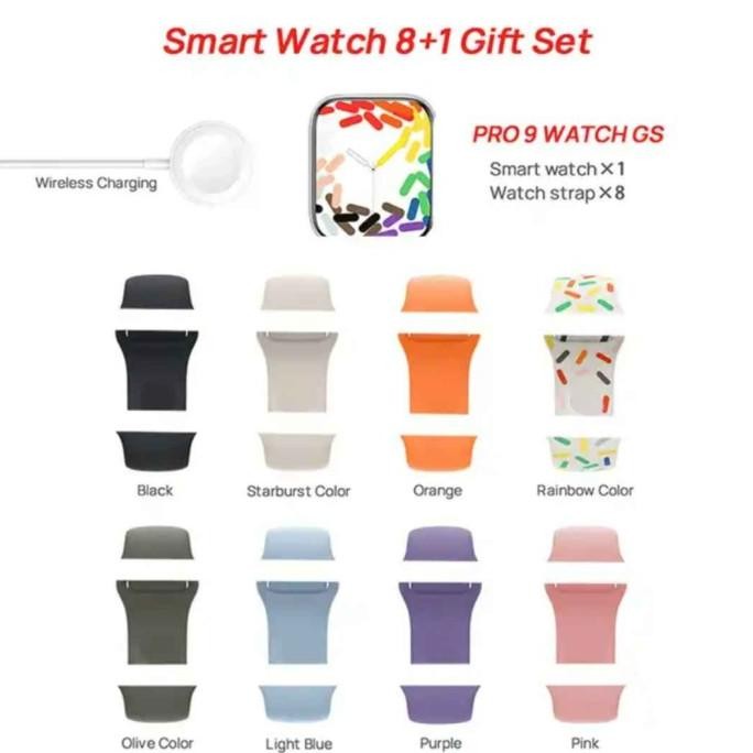 SMARTWATCH 49mm/WATCH 9 PRO Strap 8 in 1 SUPPORT IOS & ANDROID [terbaik]