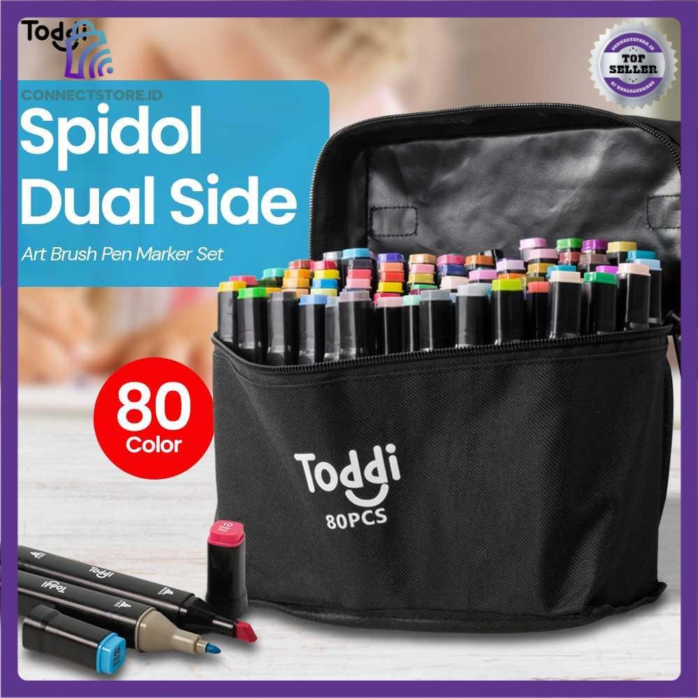 

Spidol Dual Side Fine Art Brush Pen Art Marker Set 80 Color - Black