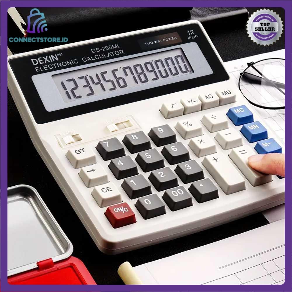 

Kalkulator 12 Digit Large LCD Display Two Way Power Solar - Silver