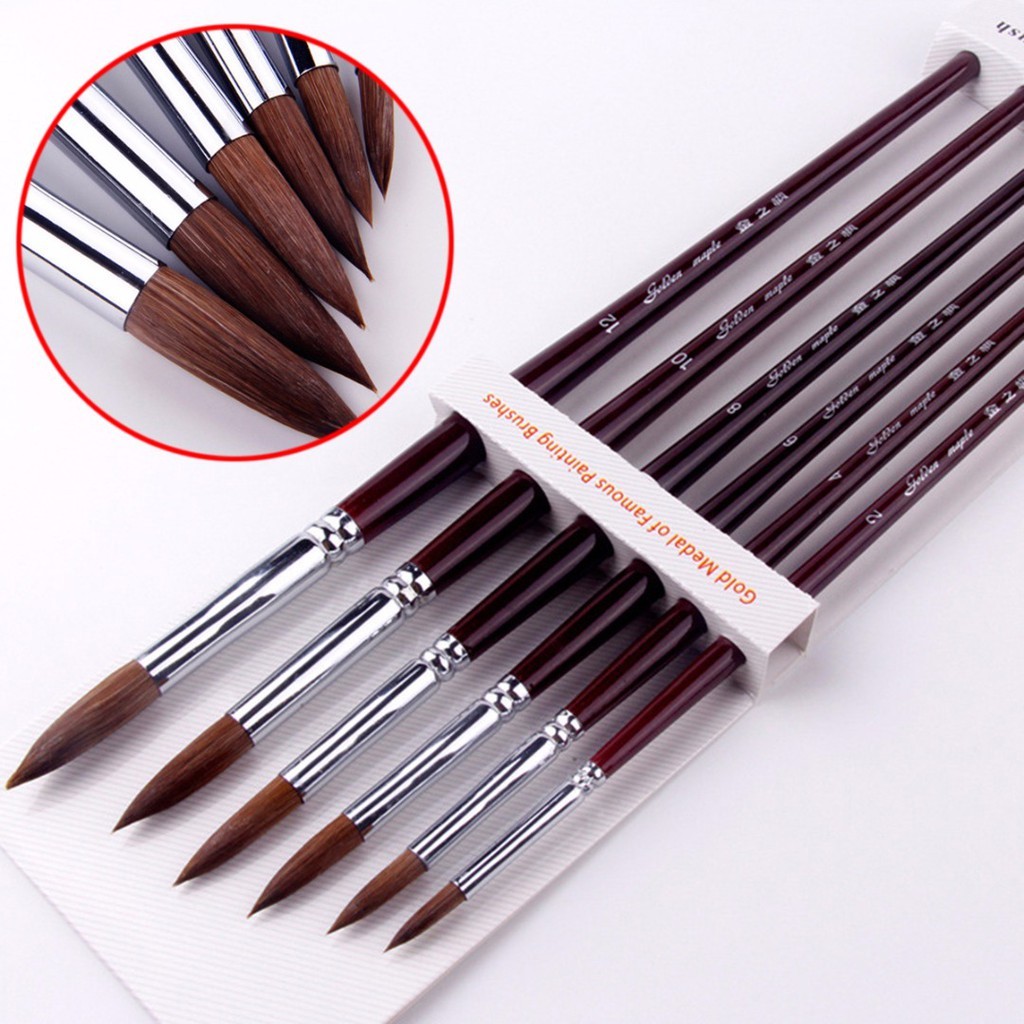 

6 pcs Kuas Cat Kuku Akrilik Rambut Sable Kolinsky Baru 2/4/6/8/10/12 dysunbey |6PmtkPb9|