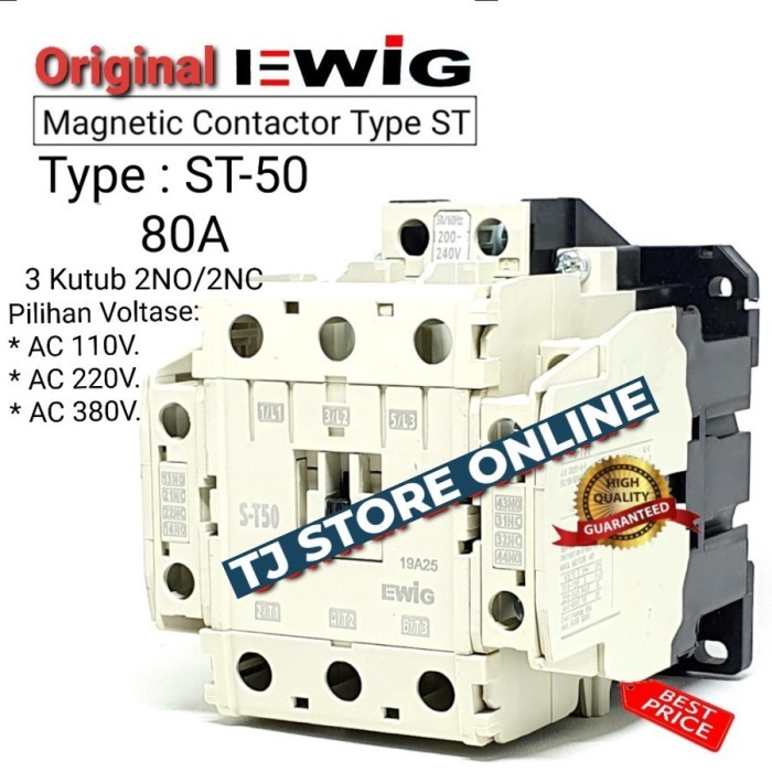 Magnetic Contactor - Kontaktor Magnet Ewig St-50 S-T50 St50 80A