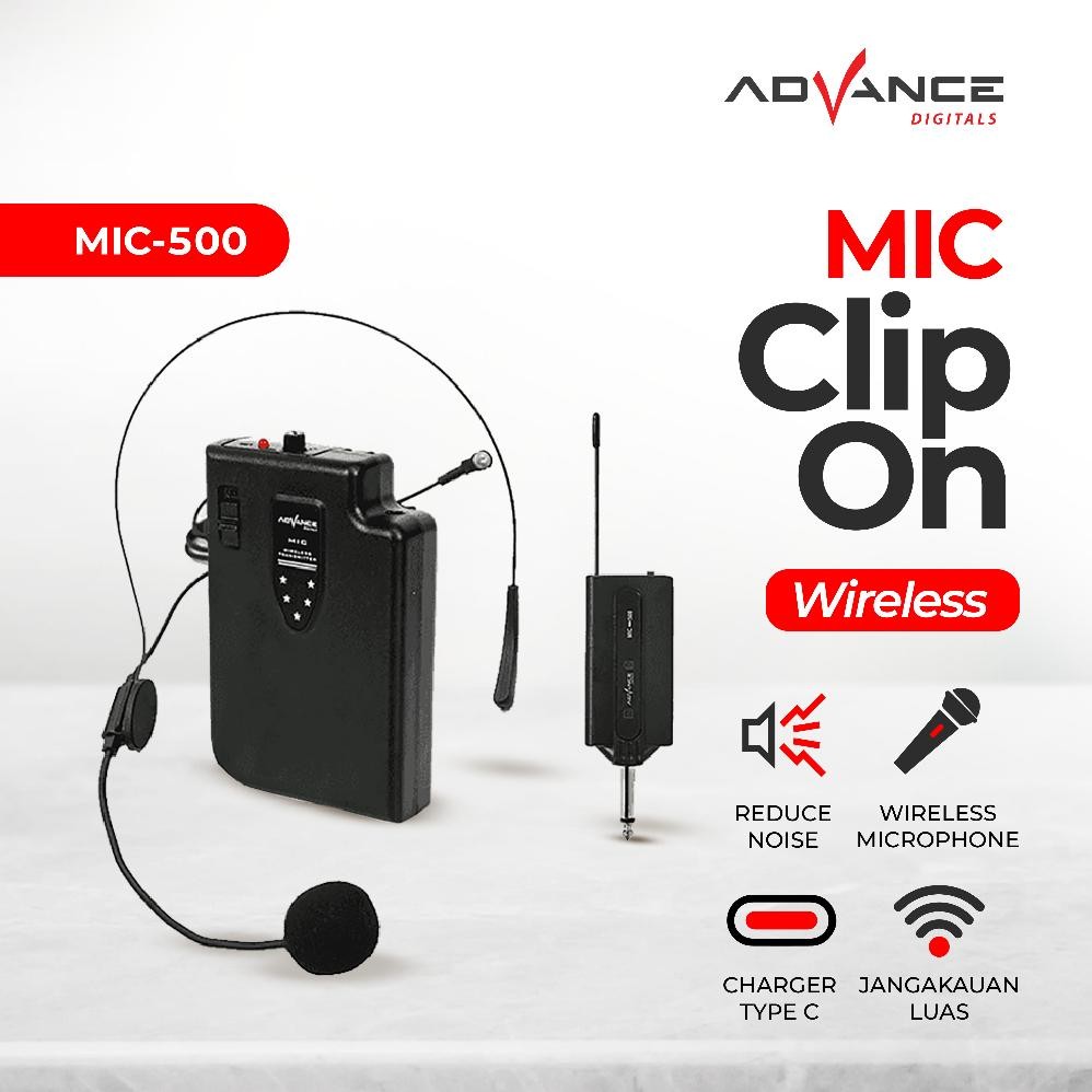 Mic Bando Wireless Advance Mic-500 Mic Bando Wireless Mic Clip On / Microphone Eksternal