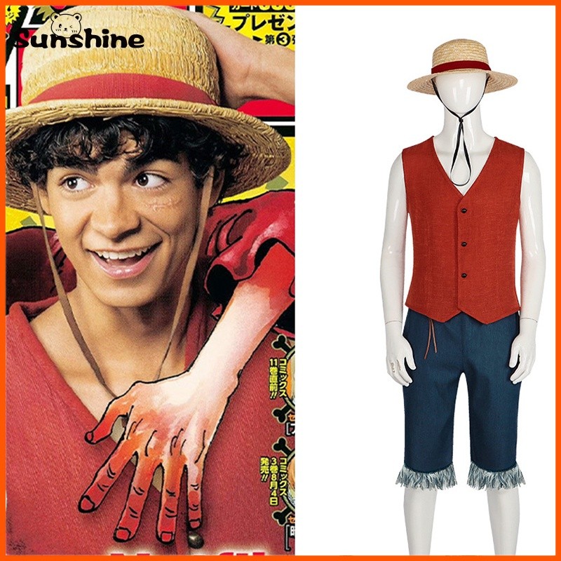 TV One Kostum Cosplay Film Kehidupan Nyata Piece Luffy Kostum Cosplay Luffy Set Lengkap Pesta Hallow