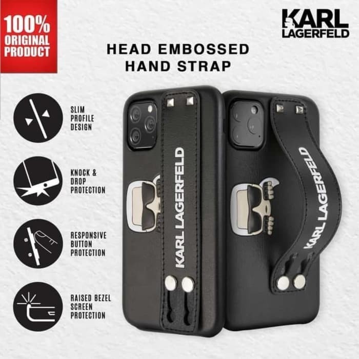 KARL LAGERFELD Case iPhone 11 Pro Max - Head Embosed Strap PU Leather