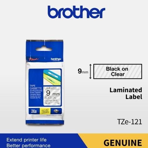 

Sale Brother Label Tape Tze-121 9Mm Black On Clear / Catrigde Tze 121
