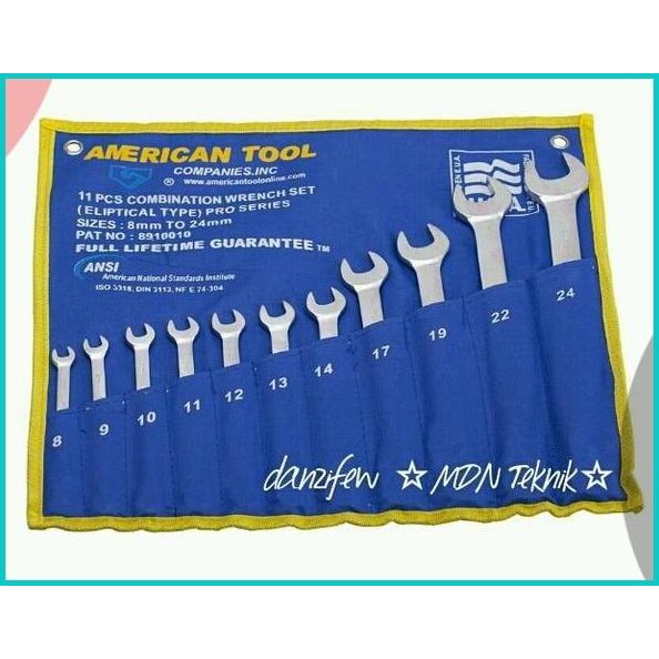 Kunci Set Kombinasi Ring Pas 11pcs American Tools Bukan merk Tekiro 11