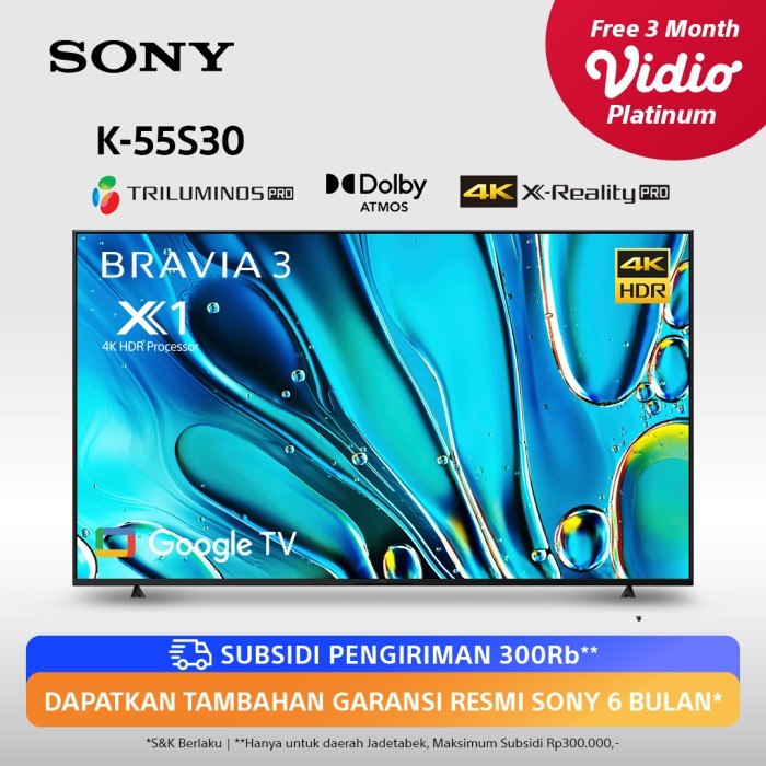 SONY Bravia 3 LED 4K HDR Google TV 55 Inch K-55S30