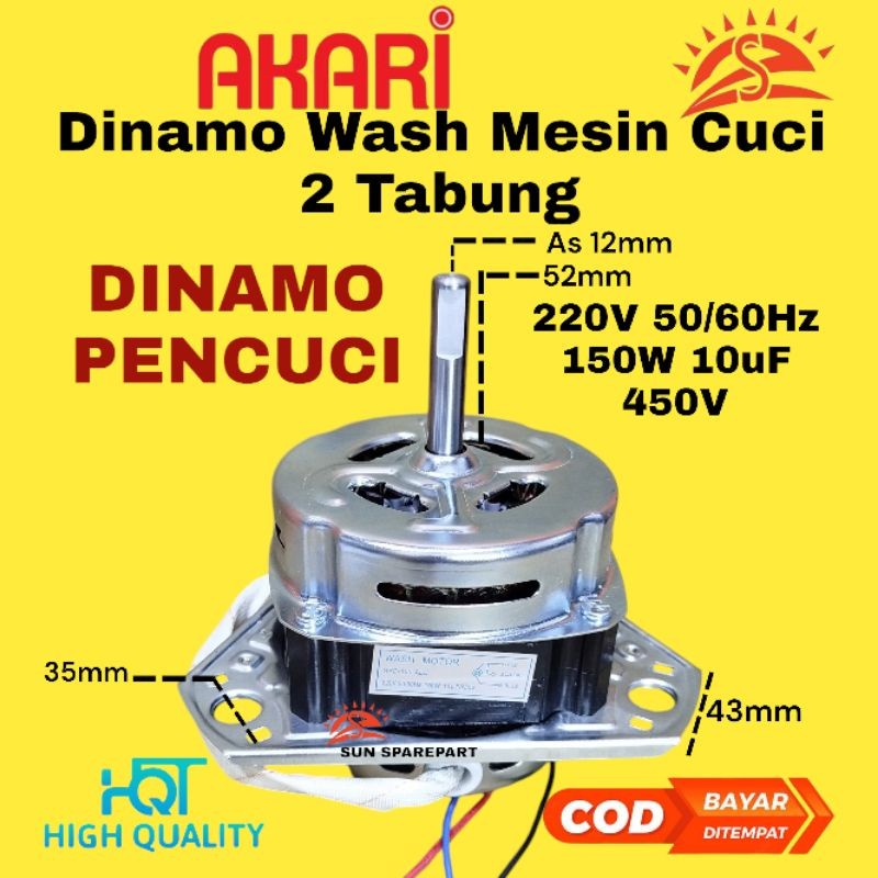 Dinamo mesin cuci/Dinamo wash/Dinamo Pencuci Akari 2 Tabung 150watt high quality