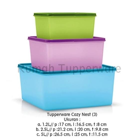 PRODUK TERBATAS Cozy Nest Set Tupperware (3) wadah kedap udara untuk simpan makanan