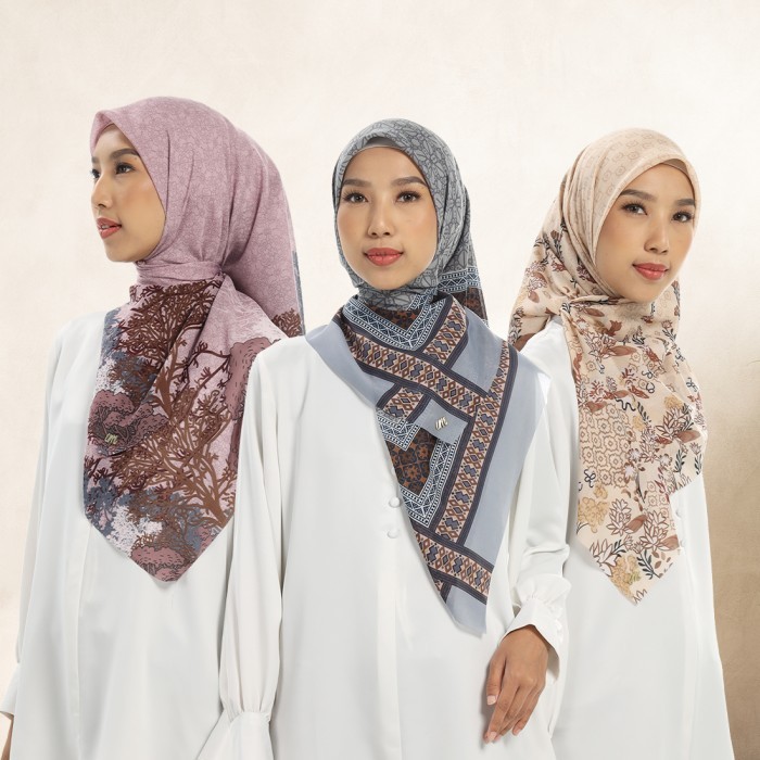 Umama Scarf - Kerudung Motif Segi Empat Paris Olive Motif Lc (2) #Original