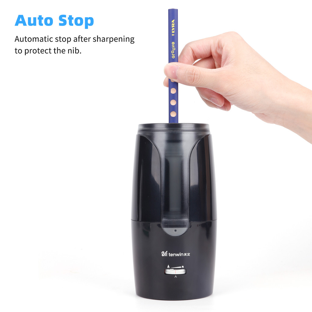 

tenwin Automatic Electric Pencil Sharpener Heavy-Duty Helical Blade to Fast Sharpen Adjustable Sharpness for 6-12mm Pencil for Students Artists Home School Office Supplies