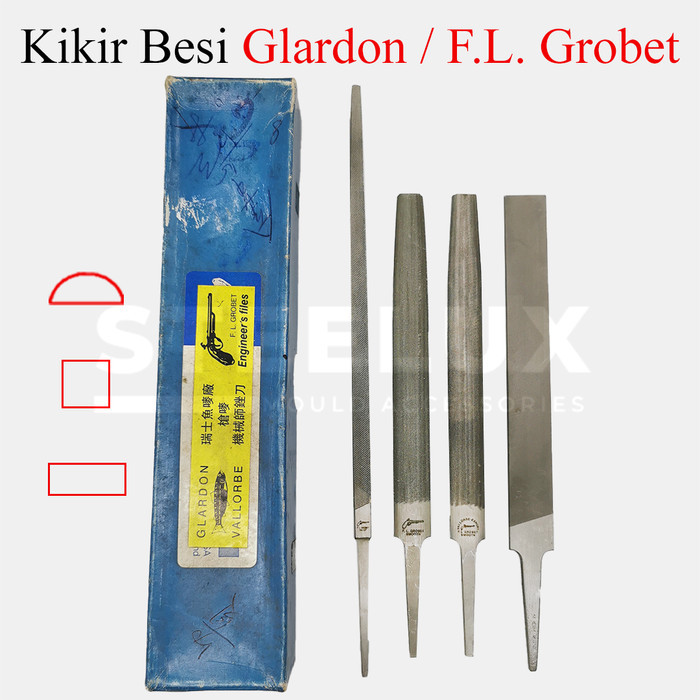Kikir Besi F.L. Grobet Cap Pistol / Glardon Vallorbe Cap Ikan Satuan Flat / Setengah Bulat / Kotak H