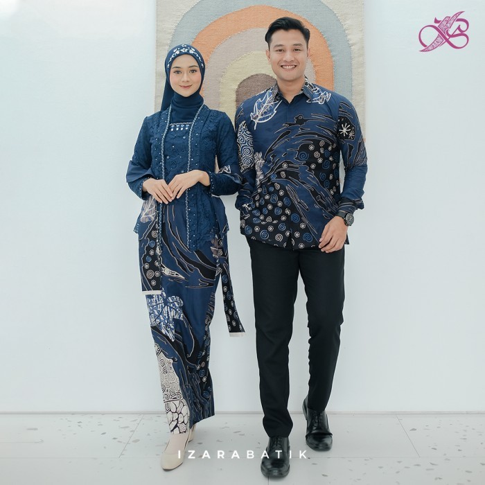 Kebaya Laksmi Navy - Gaun Kebaya Couple Batik Modern