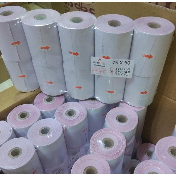 

Top sale Kertas struk kasir / Kertas Roll Register / Kertas roll 75 x 60 2 ply
