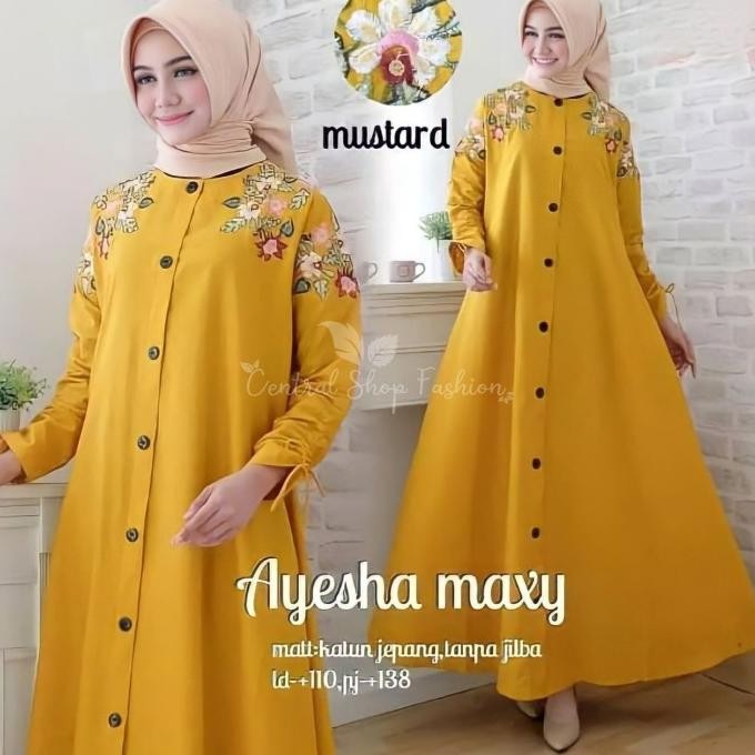 BAJU GAMIS PESTA WANITA MUSLIM POLOS JUMBO TERBARU AYESHA MAXI MURAH