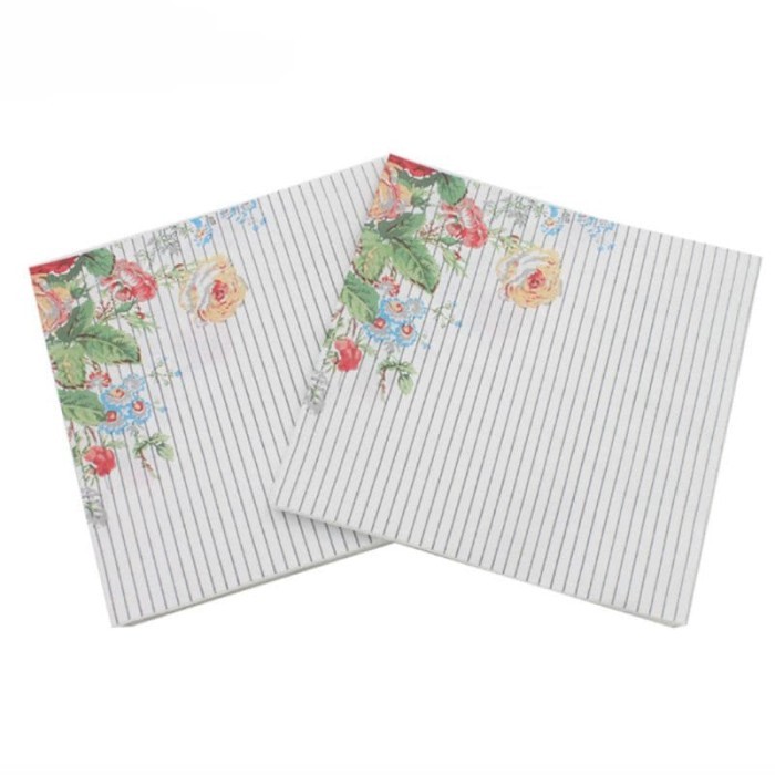 

AL548 Decoupage Napkin - Tissue Decoupage 2Ply FL-Flowers with Stripe OBRAL