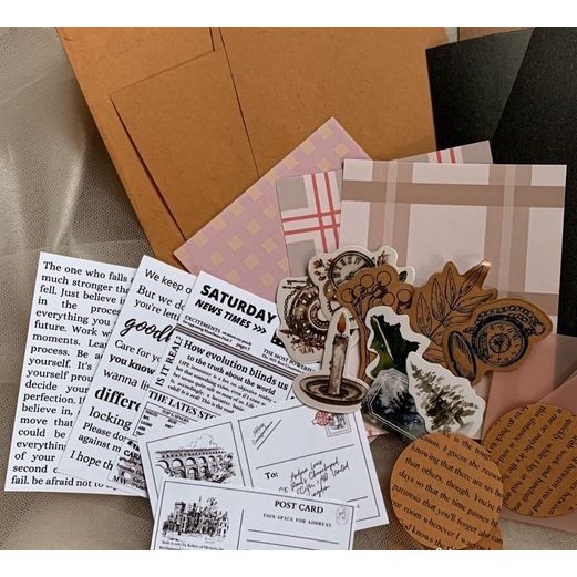 

IS358 Vintage Aesthetic Journal Kit - Dekorasi Vintage Bujo Ver_01 (40pcs) NEW