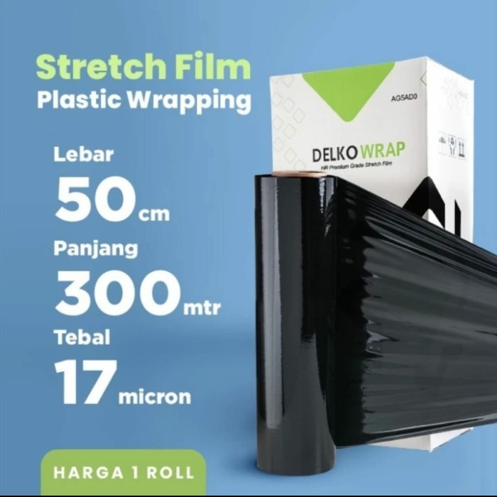 

PLASTIK WRAPPING STRECH FILM BENING DELKOWRAP PUTIH HITAM 50X300