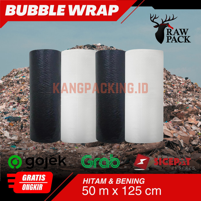 

bubble wrap roll 125 cm x 50 Meter Hitam & Bening