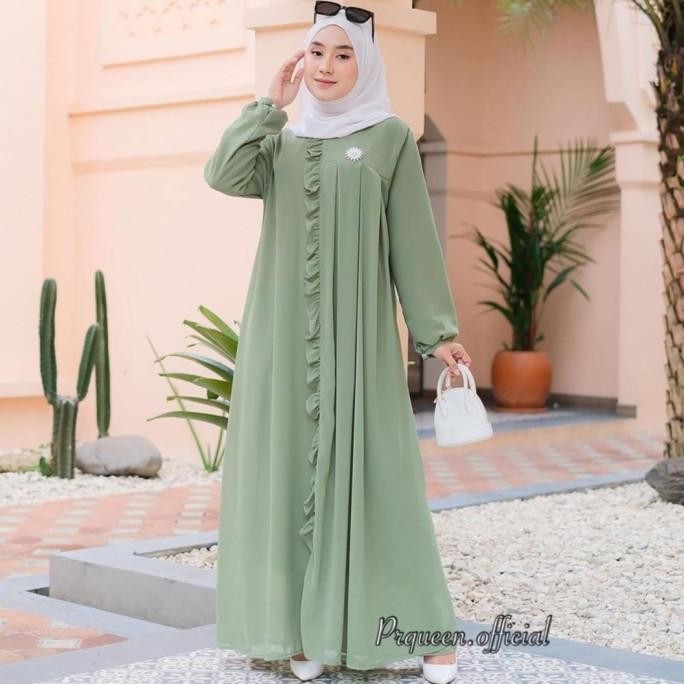 GAMIS BAJU MUSLIM WANITA SAGE GREEN ASMIRANDA DRESS LEBARAN