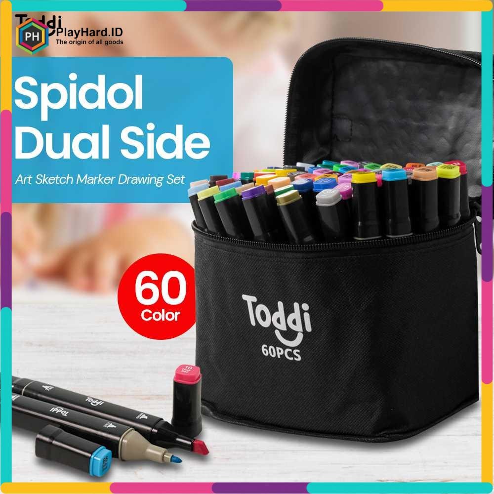 

Spidol Dual Side Fine Art Brush Pen Art Marker Set 60 Color