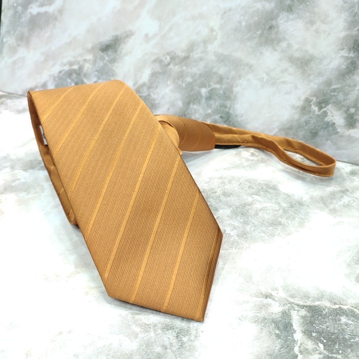 Dasi instan pria gold dasi pria zipper coklat gold dasi anti ribet