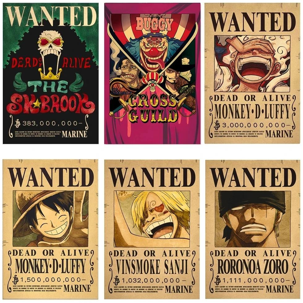 one piece luffy gear 5 nika billion bounty wanted posters four emperors anime action figures vintage