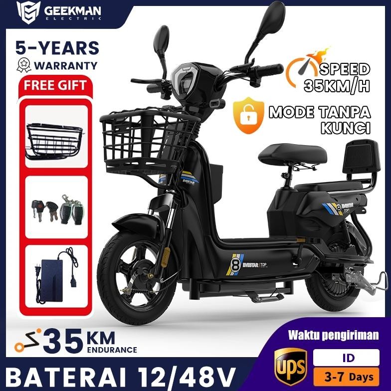 GEEKMAN sepeda listrik dewasa Sepeda Motor Listrik 48v 12ah sepeda listrik Dengan Peda