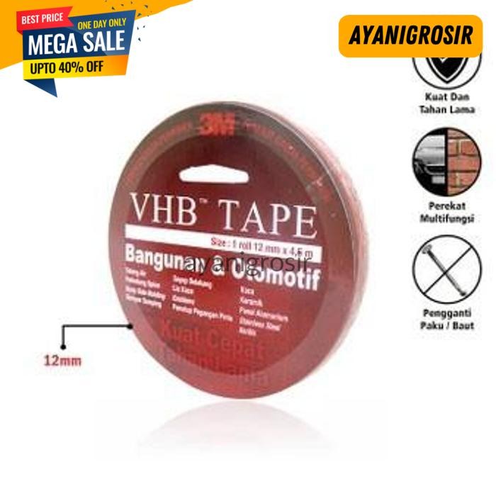 

HOT SALE DOUBLETAPE 3M VHB DOUBLE TAPE 12 MM X 4.5 M BY AYANI GROSIR !!