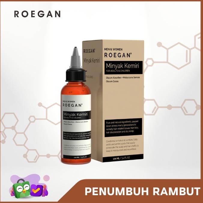 ROEGAN Minyak Kemiri - Penumbuh Rambut Penghitam Uban Alami - Basic TF