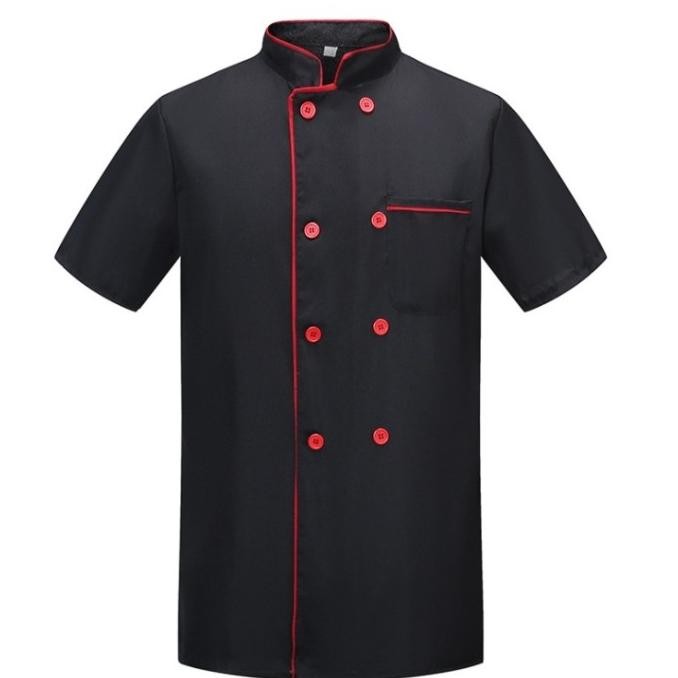 Baju Koki Hitam Chef Jacket Unisex Baju Chef Pria Baju Kitchen Chef Pria E82JA