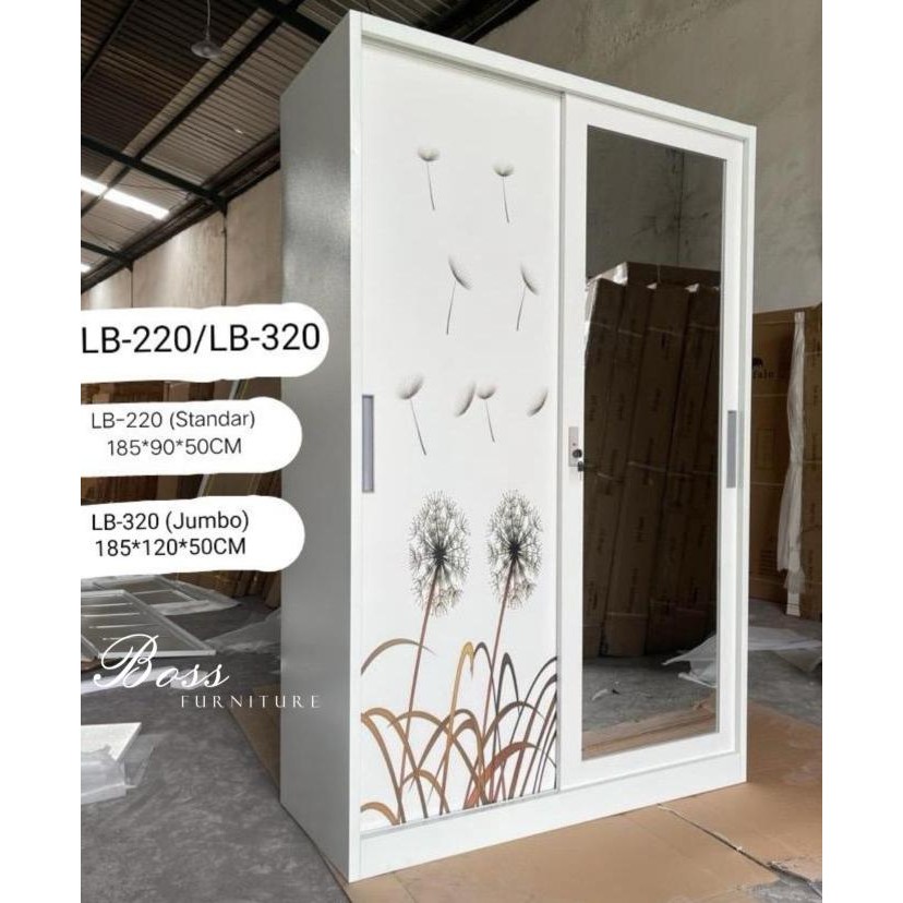 Lemari Pakaian Besi Impor Stainless Steel Motif Sliding 90 B