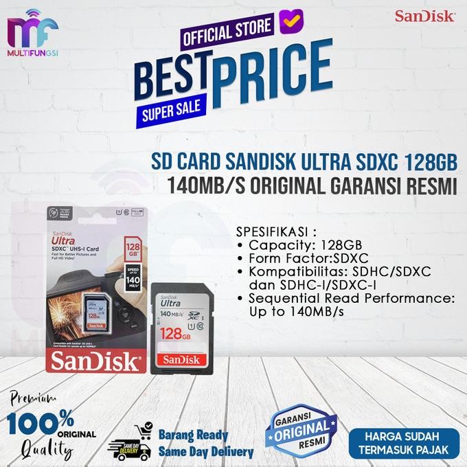 

Sandisk Ultra MicroSD SDHC/SDX UHS-I 128GB 140Mb/s Garansi Resmi
