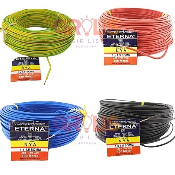 TERBARU - Eterna NYA 1,5 Roll 50/100 Meter Kabel Listrik Tembaga 1 Kawat Tunggal