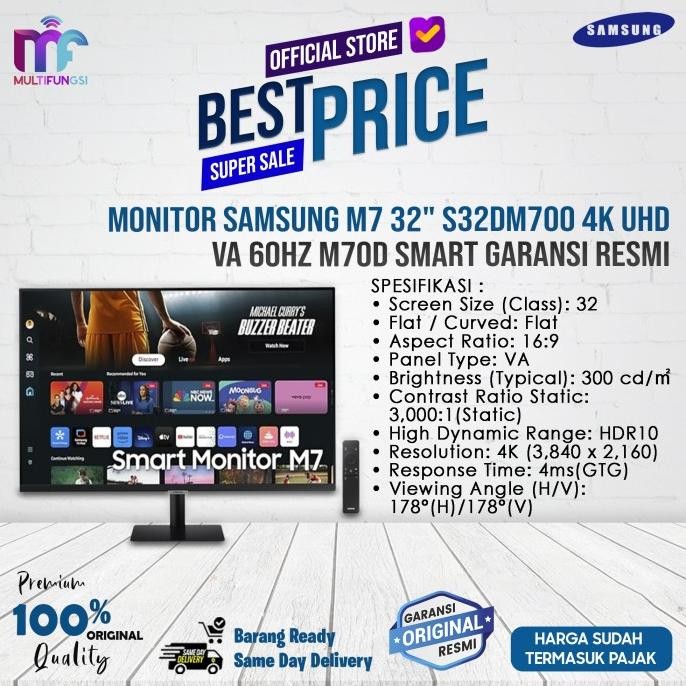 

Monitor Samsung M7 32" S32DM700 4K UHD VA 60Hz M70D Smart Garansi Resmi