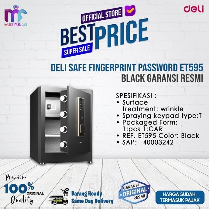 

Deli Safe Fingerprint Password ET595 Black Garansi Resmi