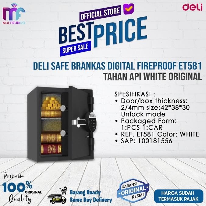 

Deli Safe Brankas Digital Fireproof ET581 / Tahan Api White Original