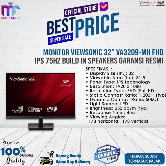 

Monitor Viewsonic 32 VA3209-MH FHD IPS 75Hz Build in Speakers Garansi Resmi