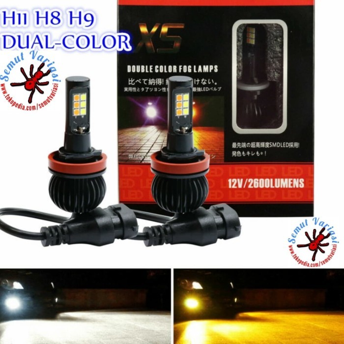 LED FOG LAMP H11 H8 2 IN 1 DUAL COLOR PUTIH KUNING PALING TERANG