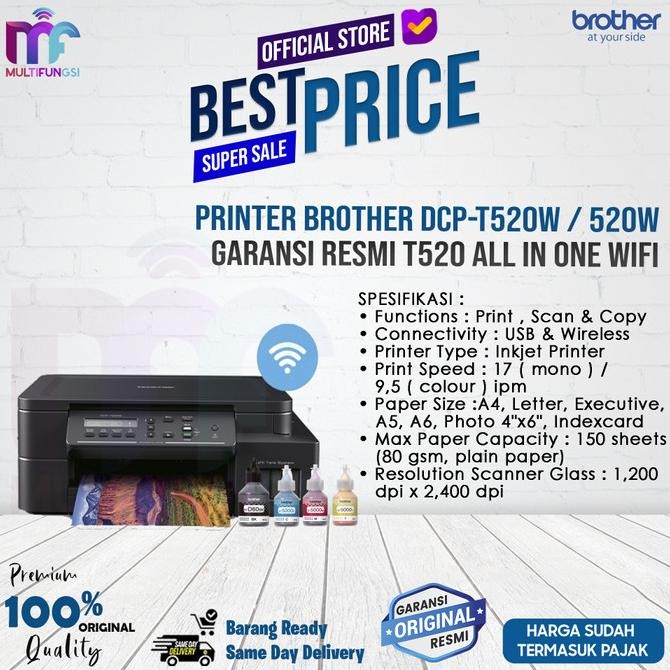 

Printer Brother DCP-T520W / 520W Garansi Resmi T520 All in One Wifi