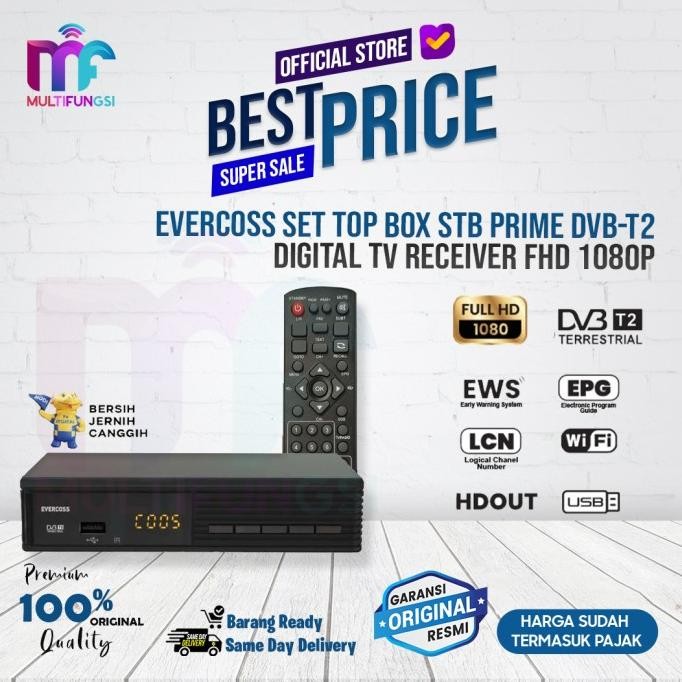 

Evercoss Set Top Box STB Prime DVB-T2 Digital TV Receiver FHD 1080P