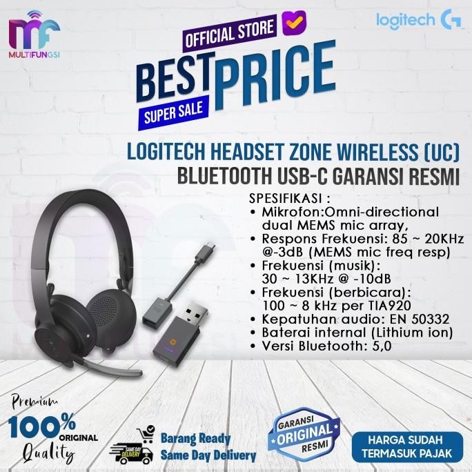 

Logitech Headset Zone Wireless (UC) Bluetooth USB-C Garansi Resmi