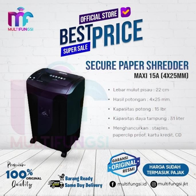 

Secure Maxi 15A Paper Shredder (4x25mm) Mesin Penghancur Kertas 15 A