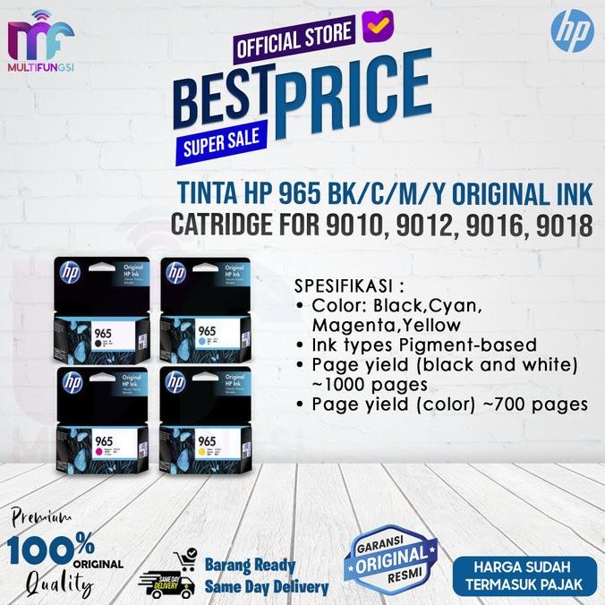 

Tinta HP 965 BK/C/M/Y Original Ink Catridge For 9010, 9012, 9016, 9018