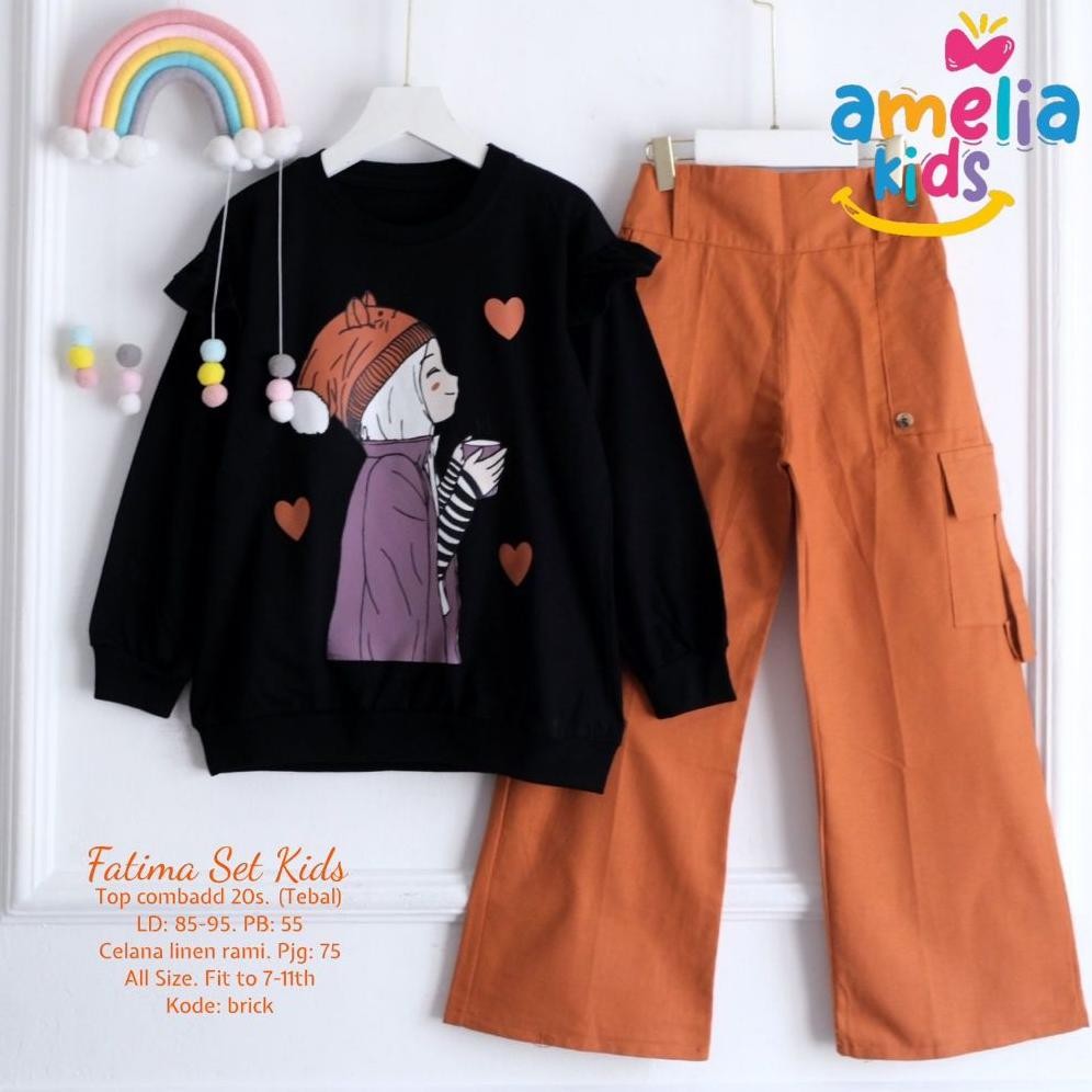 Spesial Newday Set Kids By Amelia Kids || Setelan Baju Anak Usia 8-13 Tahun || Setcel Kulot Cargo Mo